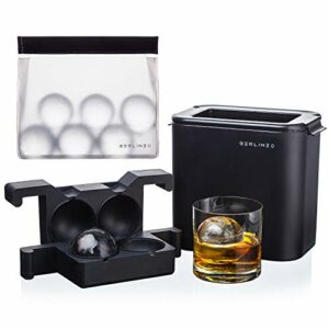 Premium Clear Ice Ball Maker Mold - Whiskey Ice Ball Maker Large 2.4 Inch - Crystal Clear Ice Maker Sphere - Sphere Ice Mold Maker with Storage Bag - Clear Ice Mold for Clear Sphere Ball Ice Maker