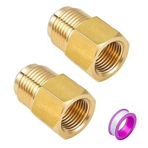 Breezliy 2pcs 3/8 Inch Female Flare x 1/2 Inch Male Flare Brass Adapter for fuel, oil, air, liquid petroleum (LP) and natural gas lines connections