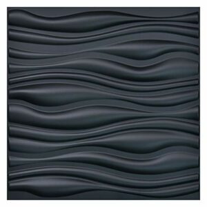 Art3d PVC Wave Board Textured 3D Wall Panels, Black, 19.7