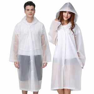 Cosowe Rain Ponchos for Adults Reusable, 2 Pcs Raincoats for Women Men with Hood (A-Adults Poncho-White)