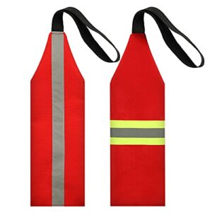 Ohmfluke 2 Pieces Safety Travel Flag for Kayak Red Canoe Safety Flag with Webbing for Kayak Canoes Towing Warning Flag Safety Accessories Flag Sign Kit Reflective