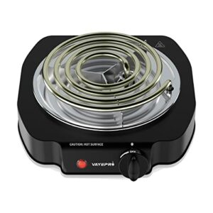 Vayepro Electric hot plate, Single Coil Burner, Portable Hot Plate 1200W , Kitchen Cooktop with Non-Slip Rubber Feet - Perfect for Outdoor Cooking