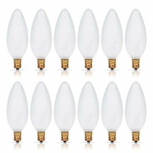 Simba Lighting Candelabra Torpedo Frosted B10 40W E12 Base (12 Pack) Decorative Incandescent Light Bulbs 120V for Chandeliers, Ceiling Fan Lights, Pendants, Wall Sconces, Dimmable, Warm White 2700K