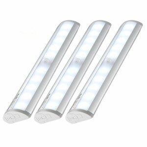 Kuled 10-led Wireless Motion Sensing Stick-on Anywhere Step LED Light Bar with Magnetic Strip, Pure White, 3-Pack