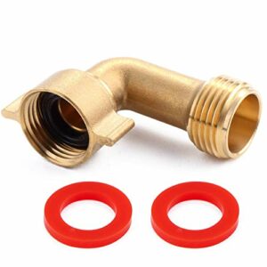 LitOrange Industrial Garden Hose Elbow Connector 90 Degree Brass Hose Elbow Fitting Quick Swivel Connect Adapter Thread Size 3/4