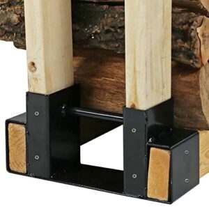 Sunnydaze Firewood Log Rack Bracket Kit - Steel Wood Storage Holder Accessory - Adjustable to Any Length - Open-End Design - 1 Pair of Brackets