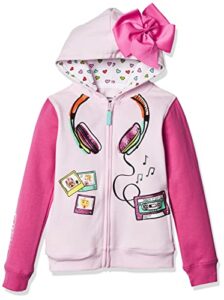 Jojo Siwa girls Jojo Siwa Headphones 3d Bow Zip-up Hoodie Jacket Hooded Sweatshirt, Light Pink/ Hot Pink, 6X-Large US