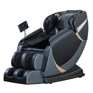 Massage Chair,Full Body Zero Gravity Recliner Chair with Smart Large Screen Bluetooth Speaker Wormwood Back and Calf Heating Therapy Foot Roller Air Massage System for Home Office,Black