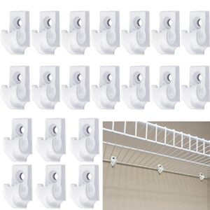 Wire Shelf Loop Clip Down Wall Clip Plastic Closet Shelves Clips Heavy Duty Shelf Bracket for Wire Shelving, Screws and Expansion Tube Not Included (White, 50 Pieces)