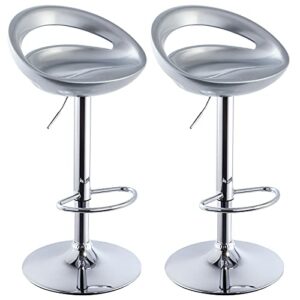Duhome Set of 2 ABS Barstool Adjustable Swivel Bar Chairs 2 PCS for Kitchen Island Pub Bar (Silver)
