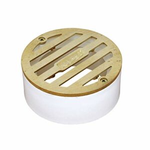 NDS Round Grate with Collar, Fits 2 in. Drain Pipe & 3 in. Drain Fittings, 3 in., Satin Brass & Plastic
