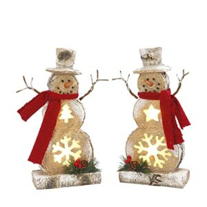 Battery-Operated Lighted Resin Snowman Figurines (Set of 2)