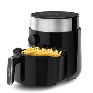 𝟮𝟬𝟮𝟮 𝙉𝙚𝙬 Small Air Fryer for Two People, YOMA 2.6 Qt Small Airfryer with Temperature,1200 Watt, Non-stick Fry Basket, 8 Recipe Guide, Auto Shut Off, Oil-less Healthy Mini Air Fryer for Dorm, Kitchen, Office, RV, Camping