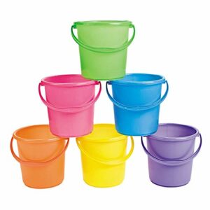 Sand Pails and Buckets for Kids (Set of 12 bright colored pails with handles) Great for Easter, the Beach, Candy and Play