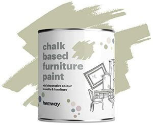 Hemway Olive Green Chalk Based Furniture Paint Matt Finish Wall and Upcycle DIY Home Improvement 1L / 35oz Shabby Chic Vintage Chalky (50+ Colours Available)