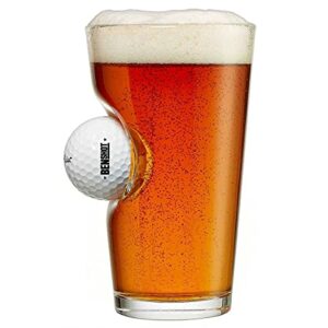BenShot Pint Glass with Real Golf Ball - Made in the USA