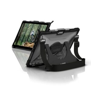 URBAN ARMOR GEAR UAG Designed for Microsoft Surface Pro 8 Case Plasma w/Hand Strap & Shoulder Strap Feather-Light Translucent Rugged Military Drop Tested Protective Cover, Ice