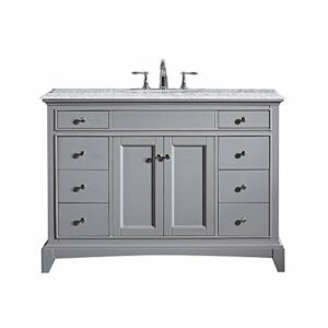 Eviva Elite Stamford 42 inch Gray Bathroom Vanity with Double Ogee Edge White Carrara Countertop and Undermount Porcelain Sink