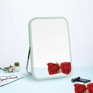 Minimalist Small Makeup Mirror with Stand for Tabletop, Wall-Mounted Hanging Vanity Mirror Room Decor,90°Foldable Mirror for Desk of Bathroom,Bedroom,Table Counter Cosmetic Travel Mirror (Green)