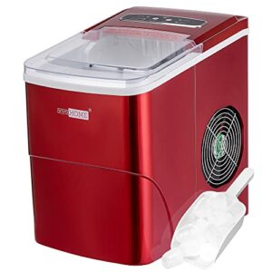 VIVOHOME Electric Portable Compact Countertop Automatic Ice Cube Maker Machine with Visible Window and Ice Scoop Red 26lbs/Day