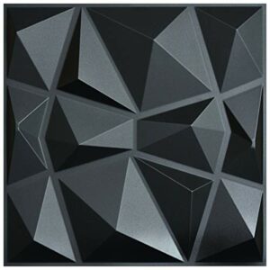 Art3d 3D Paneling Textured 3D Wall Design, Black Diamond, 19.7