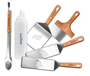 Blackstone Deluxe Spatula Griddle Kit (6-Piece) with Stainless Steel Tongs, Grill Hamburger Flipping Spatulas, BBQ Scraper, Batter Dispenser & Mixer Bottle, 5069, Grilling Tools & Accessory