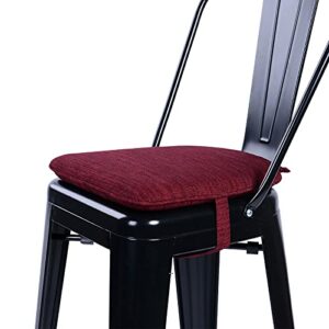 baibu 14x14 Inches Metal Dining Chair Pads, Non-Slip Metal Chair Cushion Bar Stool Cushion with Ties for Metal Chairs or Bar Stools - Cushion Only (Red, 14x14x1.5in)