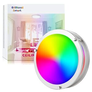 Brillihood Smart Color Changing LED Ceiling Light, 10 Inch, 18W, 1000LM, 2700K-5000K, Dimmable, RGB WiFi Flush Mount Light Fixture for Living Room Bedroom, Compatible with Alexa & Google Home, 1-Pack