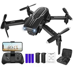 Mini Drone with Camera for Adults Kids - 1080P HD FPV Camera Drones with Carrying Case, Foldable Drone Remote Control Toys Gifts RC Quadcopter for Boys Girls with 4 Batteries, Auto Hover, Headless Mode, One Key Start, Speed Adjustment, 3D Flips