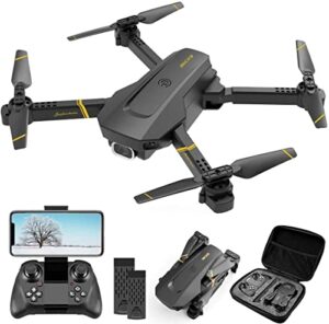 4DV4 Drone with 1080P Camera for Adults,HD FPV Live Video RC Quadcopter Helicopter for Beginners Kids Toys Gifts,2 Batteries and Carrying Case,Altitude Hold,Waypoints,3D Flip,Headless Mode,Black