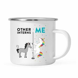 Andaz Press Funny Quirky 11oz. Stainless Steel Campfire Coffee Tea Mug Thank You Gift, Other Interns Me, Horse Unicorn, 1-Pack