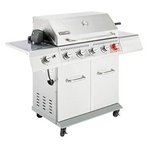 Royal Gourmet GA5404S Stainless Steel 5 Gas Grill with Rotisserie Kit, Sear Side Burner Outdoor BBQ, Silver