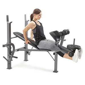 Marcy Standard Weight Bench with Leg Developer and Butterfly Arms, Multifunctional Workout Equipment, Workout Equipment for Home Gym, Alloy Steel MD-389