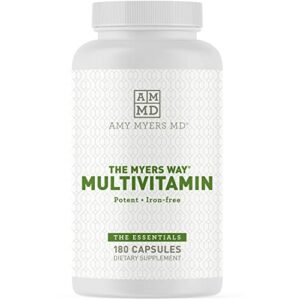 The Myers Way Multivitamin for Women and Men for Thyroid Support, Stress Relief, Immune Support - Activated B Vitamins, Zinc, Selenium, Iodine - Rich in Nutrients and Minerals, Gluten Free (180 Caps)