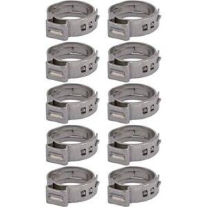 SharkBite 1/2 Inch Clamp Ring, Pack of 10, Stainless Steel Plumbing Fitting, PEX Pipe, PE-RT, UC953A