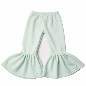 QLIyang Toddler Baby Girls Seersucker Bell Bottoms Summer Long Ruffle Pants Trousers 3T Light Green