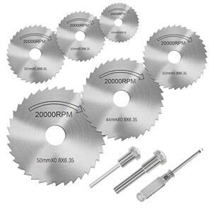 Cutting Wheel Set for Rotary Tool, 6Pcs HSS Circular Saw Blades with 1 Screwdriver for Wood Plastic Metal Stone Cutting