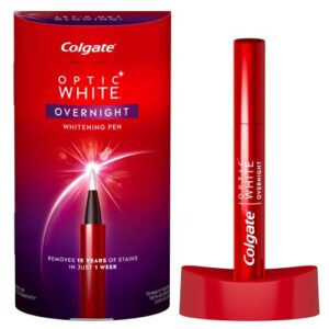Colgate Optic White Overnight Teeth Whitening Pen, Teeth Stain Remover to Whiten Teeth, 35 Nightly Treatments, 0.08 Fl Oz