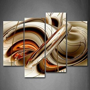 First Wall Art - Abstract Orange Brown White Lines Wall Art Painting The Picture Print On Canvas Abstract Pictures for Home Decor Decoration Gift