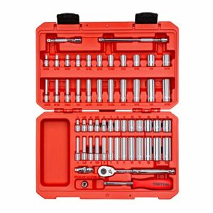 TEKTON 1/4 Inch Drive 12-Point Socket and Ratchet Set, 55-Piece (5/32-9/16 in., 4-14 mm) | SKT05302
