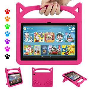 Fire HD 8 Tablet Case, Kindle Fire HD 8 & 8 Plus Tablet Case for Kids (2020/2022 Release,10th/12th Generation), Ubearkk Light Weight Shock Proof Handle Friendly Stand Protective Back Cover, Pink