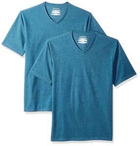 Amazon Essentials Men's Regular-Fit Short-Sleeve V-Neck T-Shirt, Pack of 2, Teal Blue, XX-Large