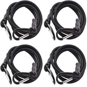 SDTC Tech 24 Inch Bungee Cord with Carabiner Hook | 4 Pack Superior Latex Heavy Duty Straps Strong Elastic Rope Locks onto Anchor Points of Luggage Rack/Cargo/Camping/RV/Hand Carts etc.