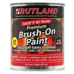 Rutland - 81V Premium 1400 Degree F Hi-Temp Brush-On Paint, 16 fl oz, Black