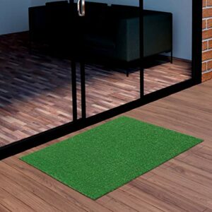Ottomanson Evergreen Collection Waterproof Solid Grass Design 22x30 Indoor/Outdoor Artificial Grass Doormat, 22