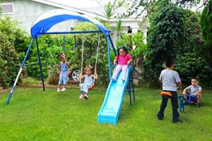 FITNESS REALITY KIDS 6 Station Swing Set with Seesaw and Canopy