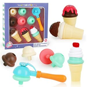 Elitoky Ice Cream Set - Sweet Treats Ice Cream Parlour Playset - Pretend Play Ice Cream Cone and Scoop Toy Playset for Toddler - Toy Frozen and Accessories for Kids - Best Gifts for Girls Boys