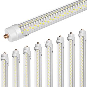 ONLYLUX 8 Foot LED Bulbs,90W 5000K 12150lm, T8 T10 T12 8ft LED Bulbs Fluorescent Light Replacement, FA8 Single Pin V Shaped LED Tube Light, Clear Cover (8 Pack)