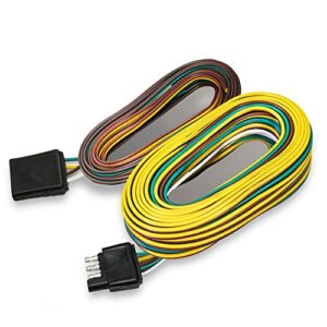 4 Pin Flat Trailer Light Wiring Harness Kit [Wishbone-Style] [SAE J1128 Rated] [25' Male & 4' Female] [18 AWG Color Coded Wires] 4 Way Flat 5 Wire Harness for Utility Boat Trailer Lights Kits