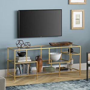 Deveraux Rectangular TV Stand with Glass Shelves for TV's up to 65